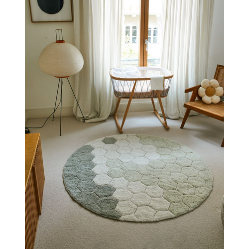 Lorena Canals Round Honeycomb Blue Sage - რეცხვადი ხელნაკეთი ხალიჩა - image 3 | Labebe