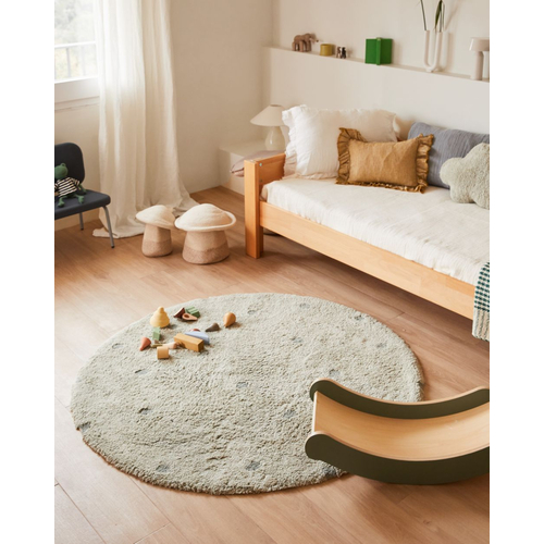 Lorena Canals Round Dot Blue Sage - Моющийся ковер ручной работы - изображение 2 | Labebe