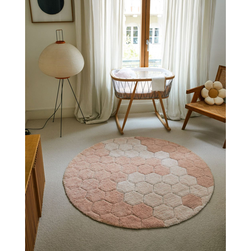 Lorena Canals Round Honeycomb Rose - რეცხვადი ხელნაკეთი ხალიჩა - image 4 | Labebe