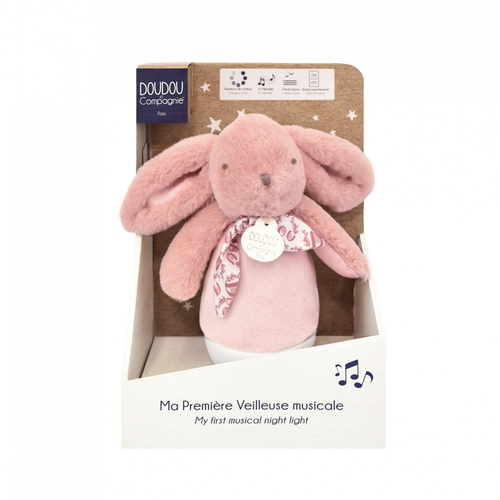 Lapin Doudou Musical Nightlight Culbuto Pink - Musical toy with nightlight - image 1 | Labebe