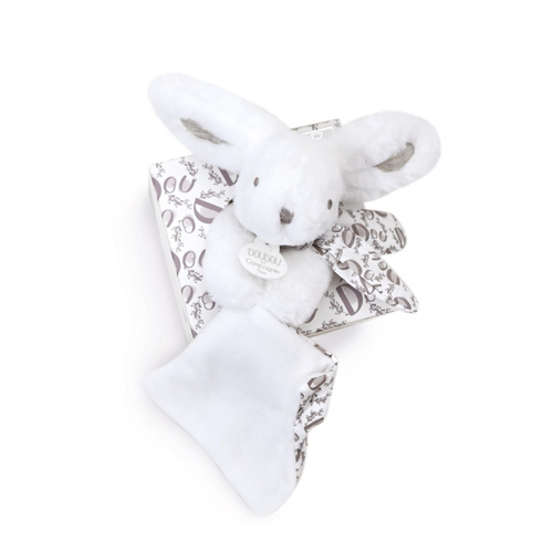 Lapin Doudou White Rabbit - Мягкая игрушка с платочком - изображение 1 | Labebe