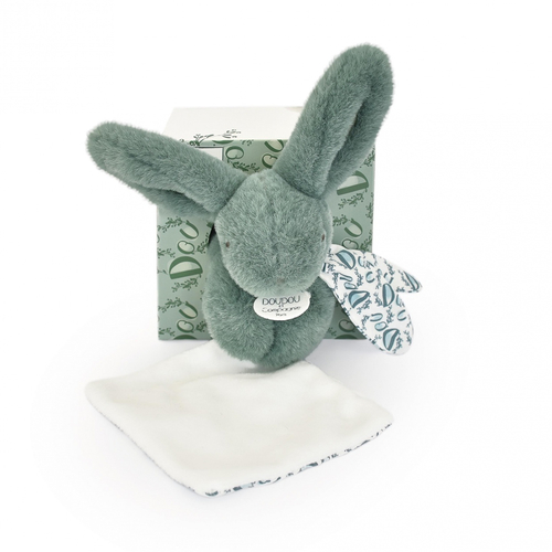 Lapin Doudou Green Rabbit - Мягкая игрушка с платочком - изображение 1 | Labebe