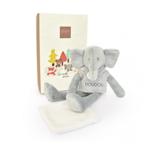 Sweety Doudou Elephant - რბილი სათმაშო პირსაწმენდით - image 1 | Labebe
