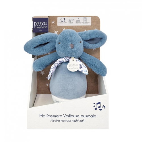 Lapin Doudou Musical Nightlight Culbuto Blue - Musical toy with nightlight - image 1 | Labebe