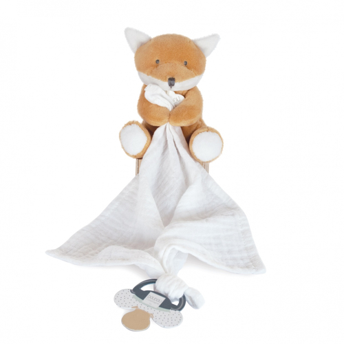 Unicef Doll With Doudou Pacifier Fox - რბილი სათამაშო პირსაწმენდით და საწოვარის საკიდით - image 2 | Labebe
