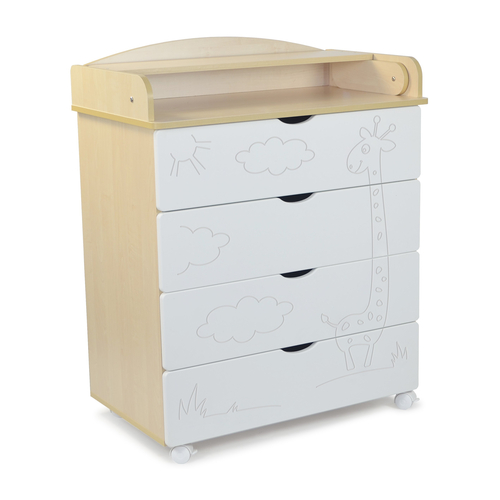 SKV Company Giraffe Birch/White - Drawer chest with a changing table - image 1 | Labebe