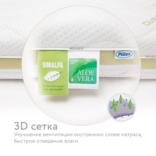 Plitex Aloe Vera Sleep – საბავშვო ორთოპედიული და ანატომიური უზამბარო მატრასი - image 4 | Labebe