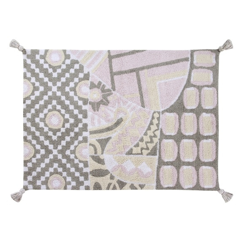 Lorena Canals Indian Bag Pink/Grey - Washable handmade rug - image 1 | Labebe