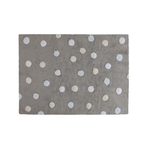 Lorena Canals Tricolor Polka Dots Grey/Blue - Стираемый ковер ручной работы - изображение 1 | Labebe