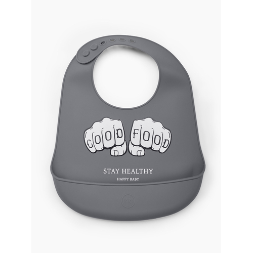 Happy Baby Bib Dark Grey - Нагрудный фартук силиконовый - изображение 1 | Labebe