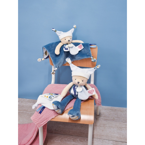 Plush Bear Blue - Мягкая игрушка с платочком - изображение 3 | Labebe