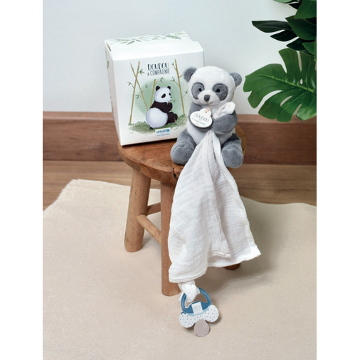 Unicef Panda Doudou With Dummy Holder - რბილი სათამაშო პირსაწმენდით - image 4 | Labebe
