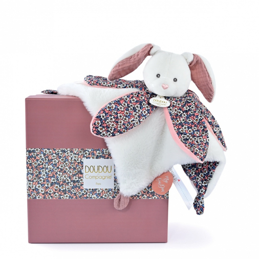 BOH'AIME Bunny Pink Doudou Petal - Soft toy with a handkerchief - image 1 | Labebe