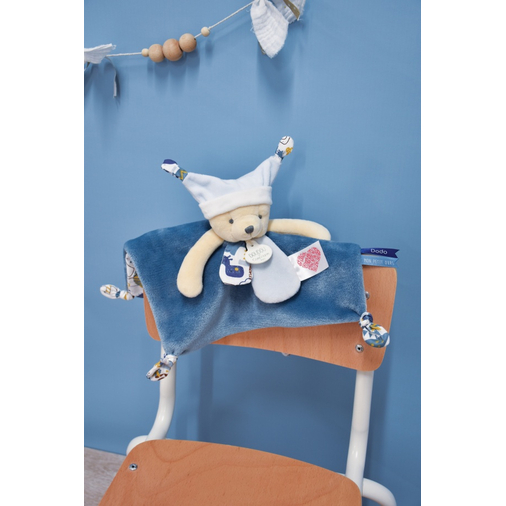 Plush Bear Blue - Мягкая игрушка с платочком - изображение 2 | Labebe