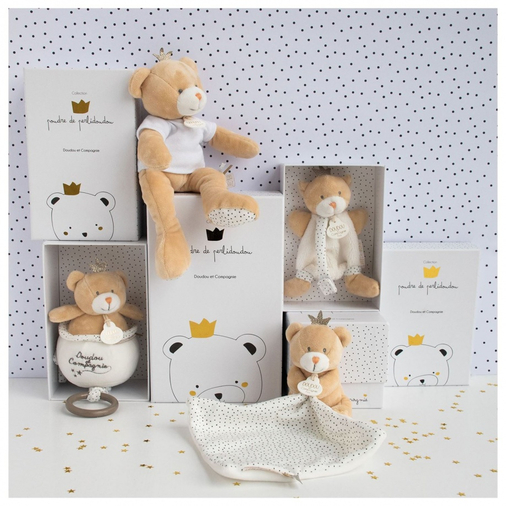 Ours Petit Roi Doudou Bear With Pacifier - Soft toy with a handkerchief and pacifier holder - image 4 | Labebe