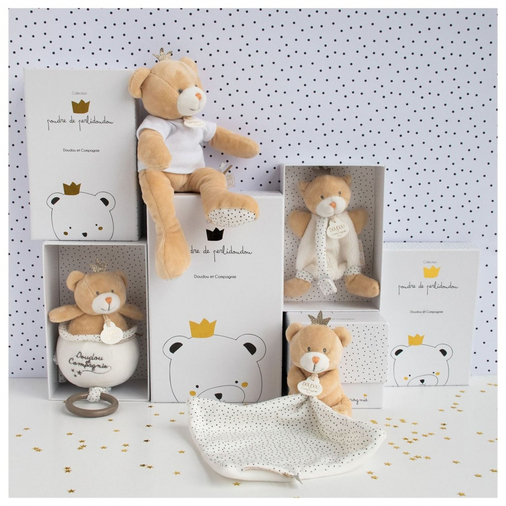 Ours Petit Roi Doudou Bear With Pacifier - რბილი სათამაშო პირსაწმენდით და საწოვარის საკიდით - image 4 | Labebe