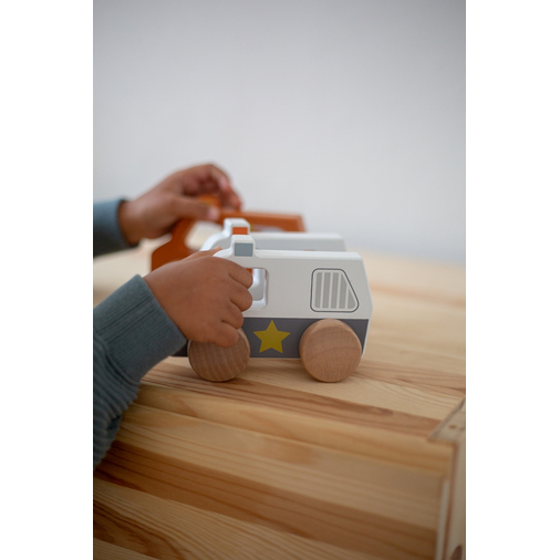 Tryco Wooden Police Car Toy - Деревянная развивающая игрушка - изображение 3 | Labebe