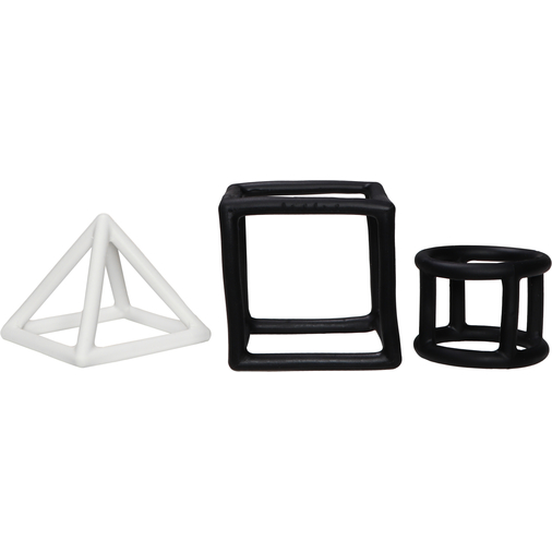 Label Label Teether Toy Silicone Geometric Shapes Black & White - Силиконовая развивающая игрушка с прорезывателем - изображение 3 | Labebe
