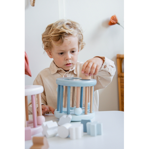 Label Label Shape Sorting Wheel Blue - Wooden educational toy - image 3 | Labebe