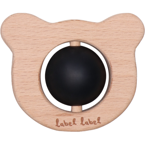 Label Label Teether Toy Wood & Silicone Bear Head Black - Wooden educational toy with a teether - image 1 | Labebe