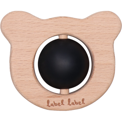 Label Label Teether Toy Wood & Silicone Bear Head Black - Деревянная развивающая игрушка с прорезывателем - изображение 1 | Labebe