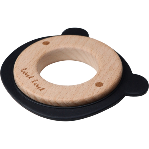 Label Label Teether Wood & Silicone Bear Head Black - Деревянная развивающая игрушка с прорезывателем - изображение 2 | Labebe