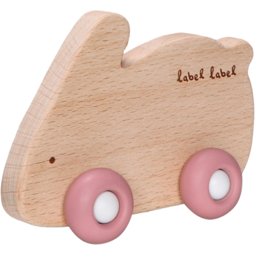 Label Label Teether Toy Wood & Silicone Rabbit Pink - Деревянная развивающая игрушка с прорезывателем - изображение 2 | Labebe