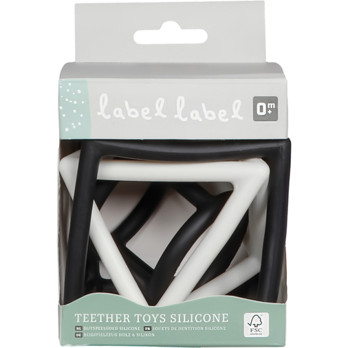 Label Label Teether Toy Silicone Geometric Shapes Black & White - Силиконовая развивающая игрушка с прорезывателем - изображение 5 | Labebe