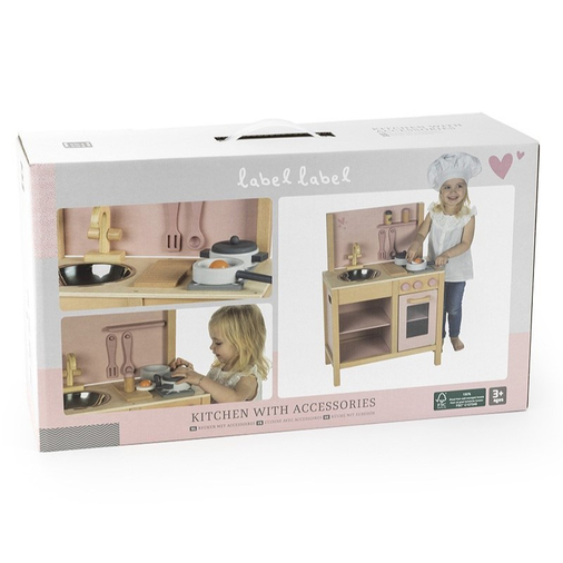 Label Label Kitchen Pink - Детская деревянная кухня - изображение 2 | Labebe