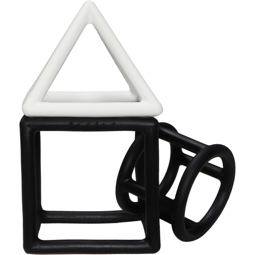 Label Label Teether Toy Silicone Geometric Shapes Black & White - სილიკონის განსავითარებელი სათამაშო ღრძილების მასაჟორით - image 2 | Labebe