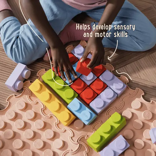 ORTOTO World Of Sensory Soft Bricks Large Set (32 pcs.) - ხალიჩა-ფაზლების ნაკრები ფეხების სენსორული მასაჟისთვის - image 3 | Labebe