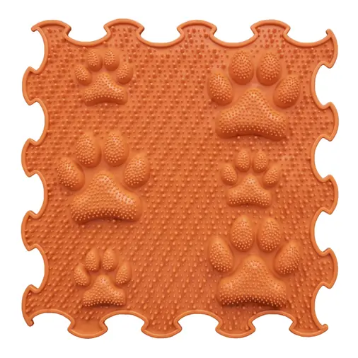 ORTOTO Lucky Paws / Stiff (Pumpkin Orange) (1 pcs.-30*30 cm) - Коврик-пазл для сенсорного массажа стоп - изображение 1 | Labebe