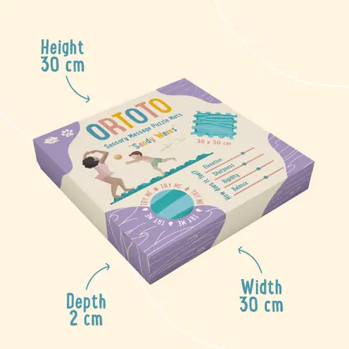 ORTOTO Sandy Waves / Stiff (Pastel Turquoise) (1 pcs.-30*30 cm) - Коврик-пазл для сенсорного массажа стоп - изображение 5 | Labebe