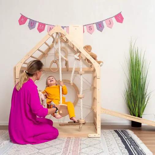 Wooden Climbing Playhouse - Wooden children's playhouse - image 7 | Labebe
