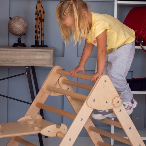 Montessori Climbing Set of 3 - მონტესორის საცოცი სამკუთხედი ჩამოსასრიალებელი დაფით - image 3 | Labebe