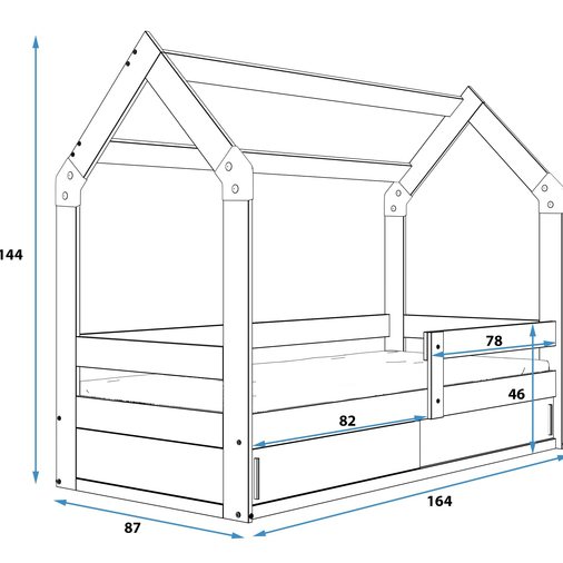 Interbeds Domek Graphite - Wooden bed for teens with an integrated storage box - image 6 | Labebe