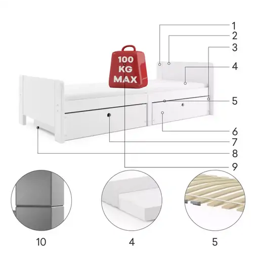 Interbeds Arek Graphite - Wooden bed for teens - image 4 | Labebe