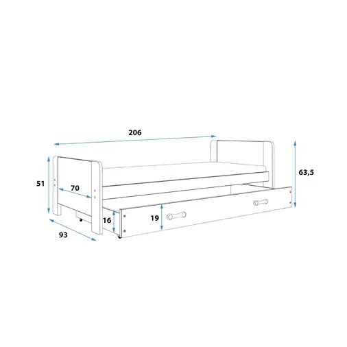 Interbeds Arek White - Wooden bed for teens - image 4 | Labebe