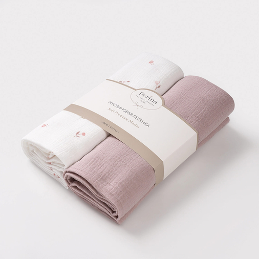 Perina Summer Pink Set of 2 - Baby muslin swaddles set - image 6 | Labebe