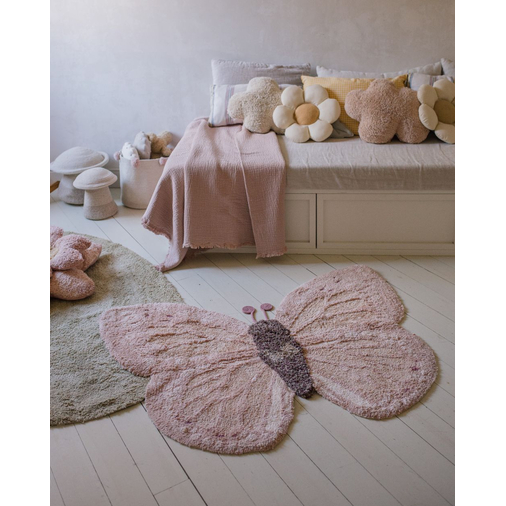 Lorena Canals Baby Butterfly Animal Rug - Моющийся ковер ручной работы - изображение 2 | Labebe