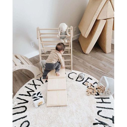 Lorena Canals Round Abc Natural-Negro/Natural-Black - Washable handcrafted rug - image 2 | Labebe