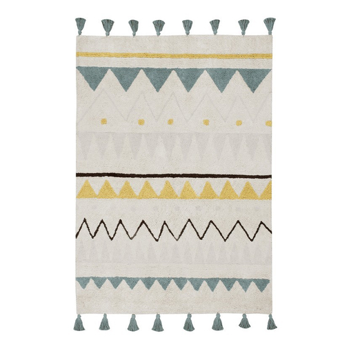 Lorena Canals Azteca Natural-Azul Vintage/Natural-Vintage Blue - Washable handcrafted rug - image 10 | Labebe