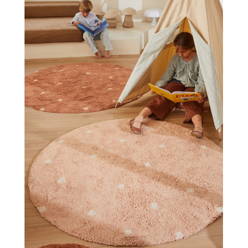 Lorena Canals Round Dot Rose - Washable handcrafted rug - image 3 | Labebe