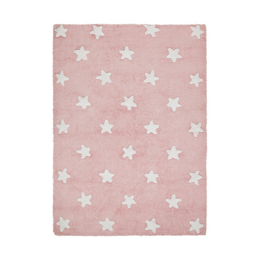 Lorena Canals Estrellas Rosa-Blanco/Stars Pink-White - რეცხვადი ხელნაკეთი ხალიჩა - image 1 | Labebe