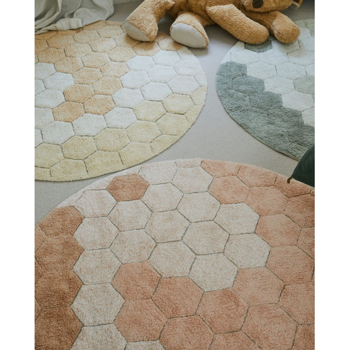Lorena Canals Round Honeycomb Rose - Washable handcrafted rug - image 3 | Labebe