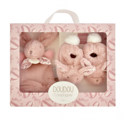Lapin Doudou Coffret Booties And Doudou Pink - ჩუსტების სასაჩუქრე ნაკრები - image 1 | Labebe