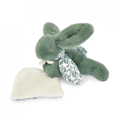Lapin Doudou Green Rabbit - Мягкая игрушка с платочком - изображение 2 | Labebe