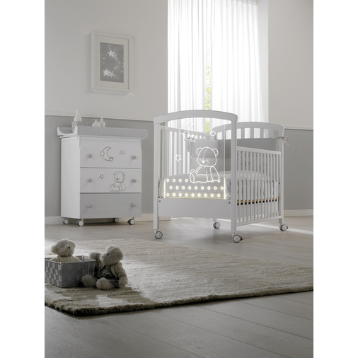 Erbesi Stella Light Bianco / Grigio - საბავშვო საწოლი გორგოლაჭებით - image 2 | Labebe