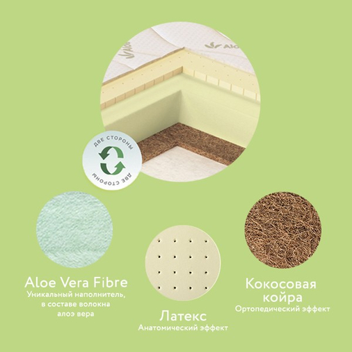 Plitex Aloe Vera Oval 125 x 75 - Children's orthopedic mattress for for the round bed - image 4 | Labebe