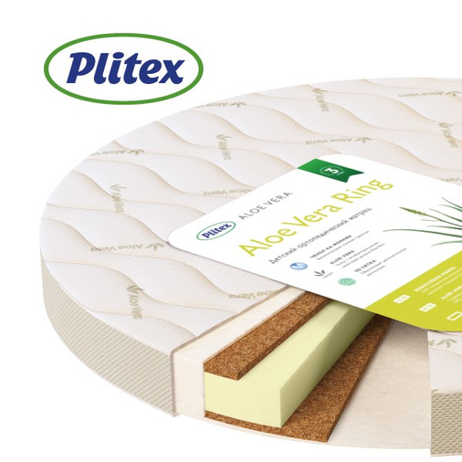 Plitex Aloe Vera Ring 74 X 74 - Children's orthopedic mattress for the round bed - image 1 | Labebe
